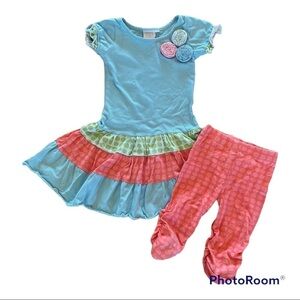 Swanky Baby Vintage Ruched Capri Rosette Set M